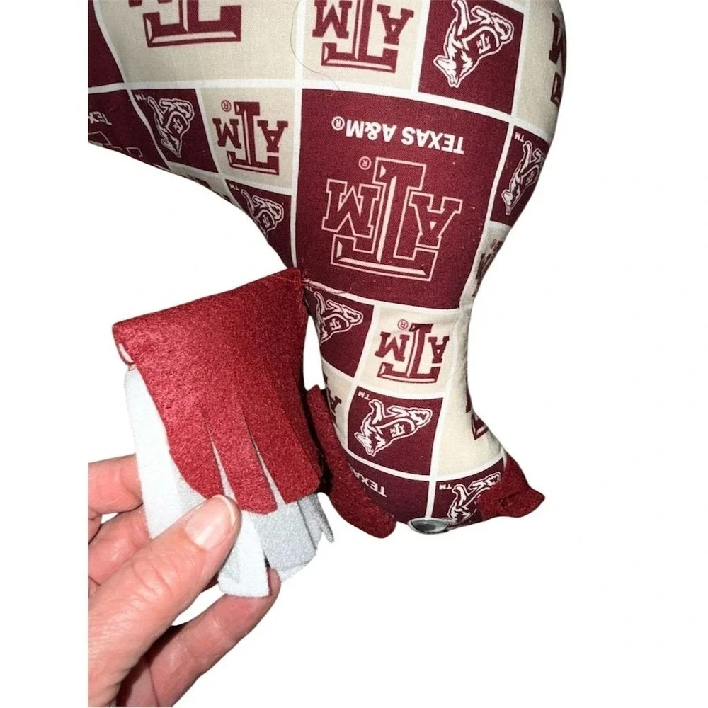 Texas A&M folk style chicken pillow decor handmade Aggies‎ one wing needs repair